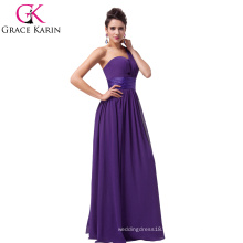 Grace Karin Purple Long Chiffon One Shoulder Bridesmaid Dress CL6022-5#